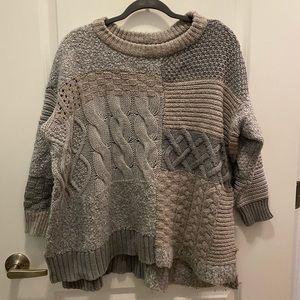 Vince Camuto Grey Patchwork Oversized Sweater